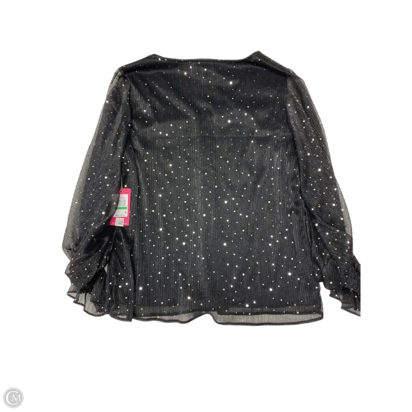 Blouse Long Sleeve By Vince Camuto In Black & Silver, Size: L