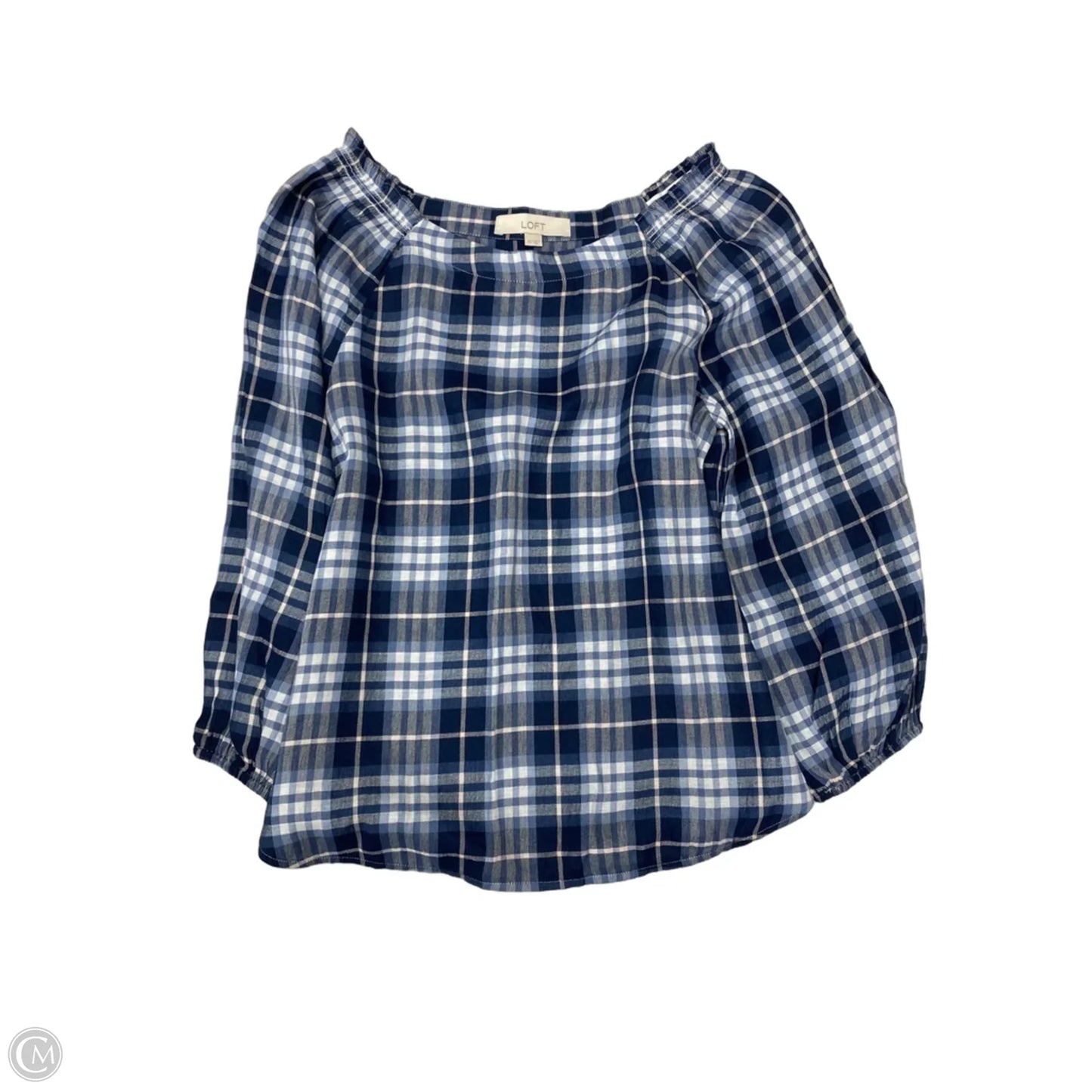 Top Long Sleeve By Loft In Plaid Pattern, Size: Xs