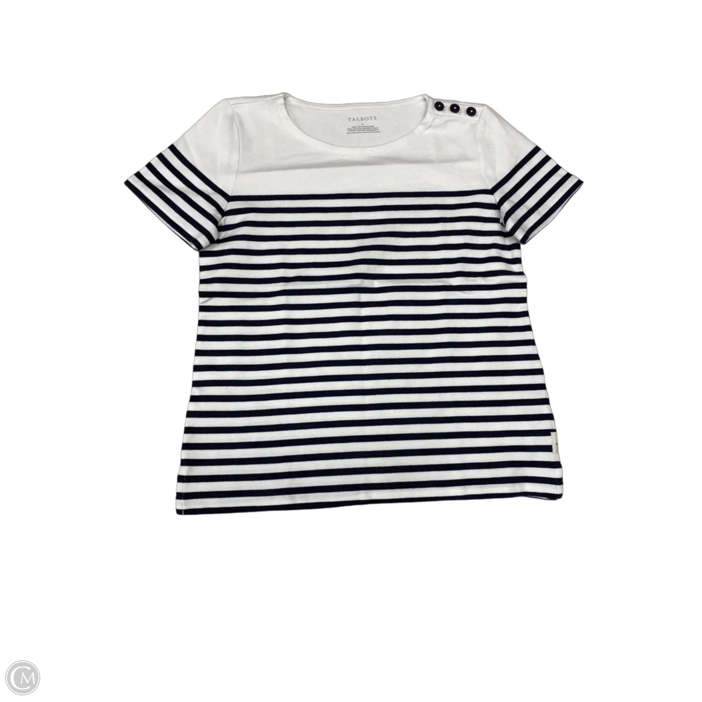 Sweater Short Sleeve By Talbots In Blue & White, Size: S