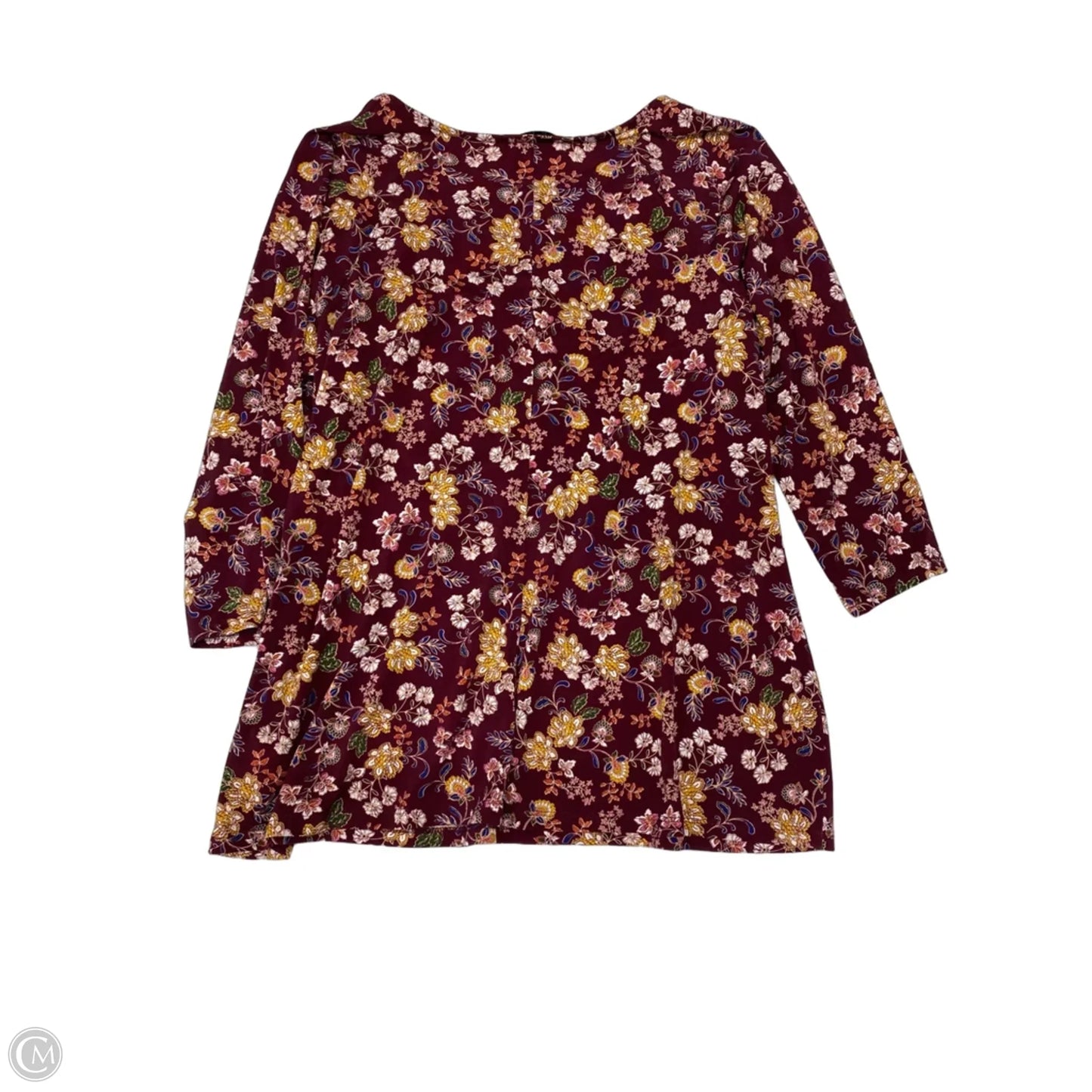 Top 3/4 Sleeve By Chaus In Floral Print, Size: L
