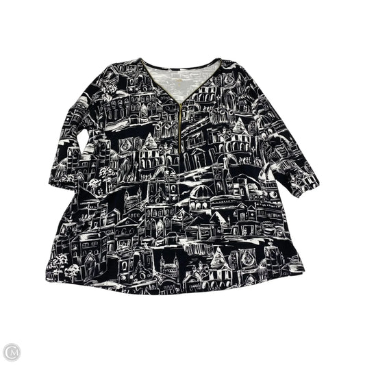 Top 3/4 Sleeve By Belle By Kim Gravel In Black & White, Size: 2x