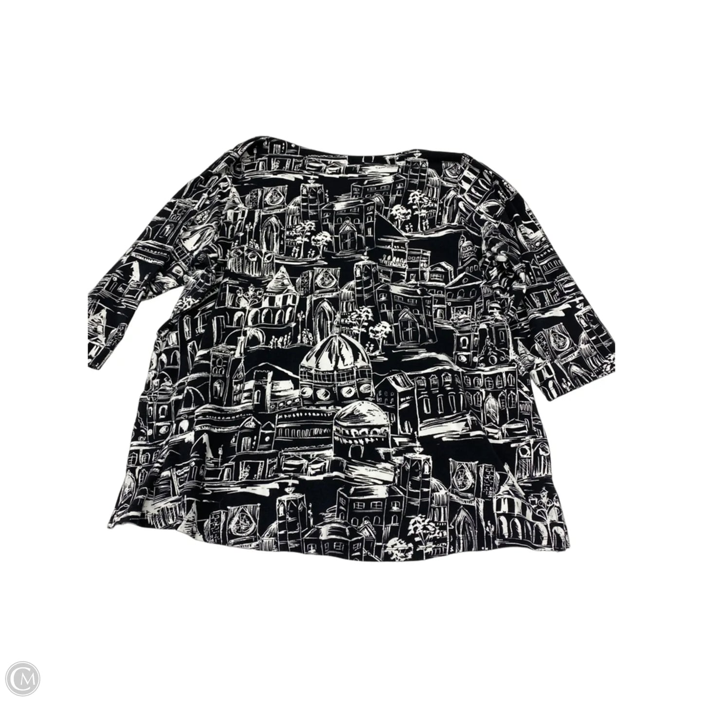 Top 3/4 Sleeve By Belle By Kim Gravel In Black & White, Size: 2x