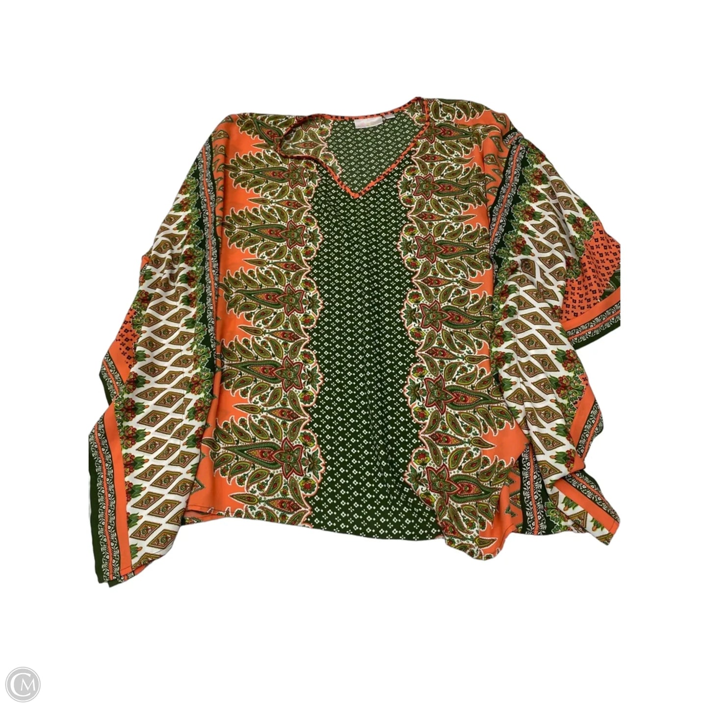 Blouse Short Sleeve By Belle By Kim Gravel In Paisley Print, Size: 2x