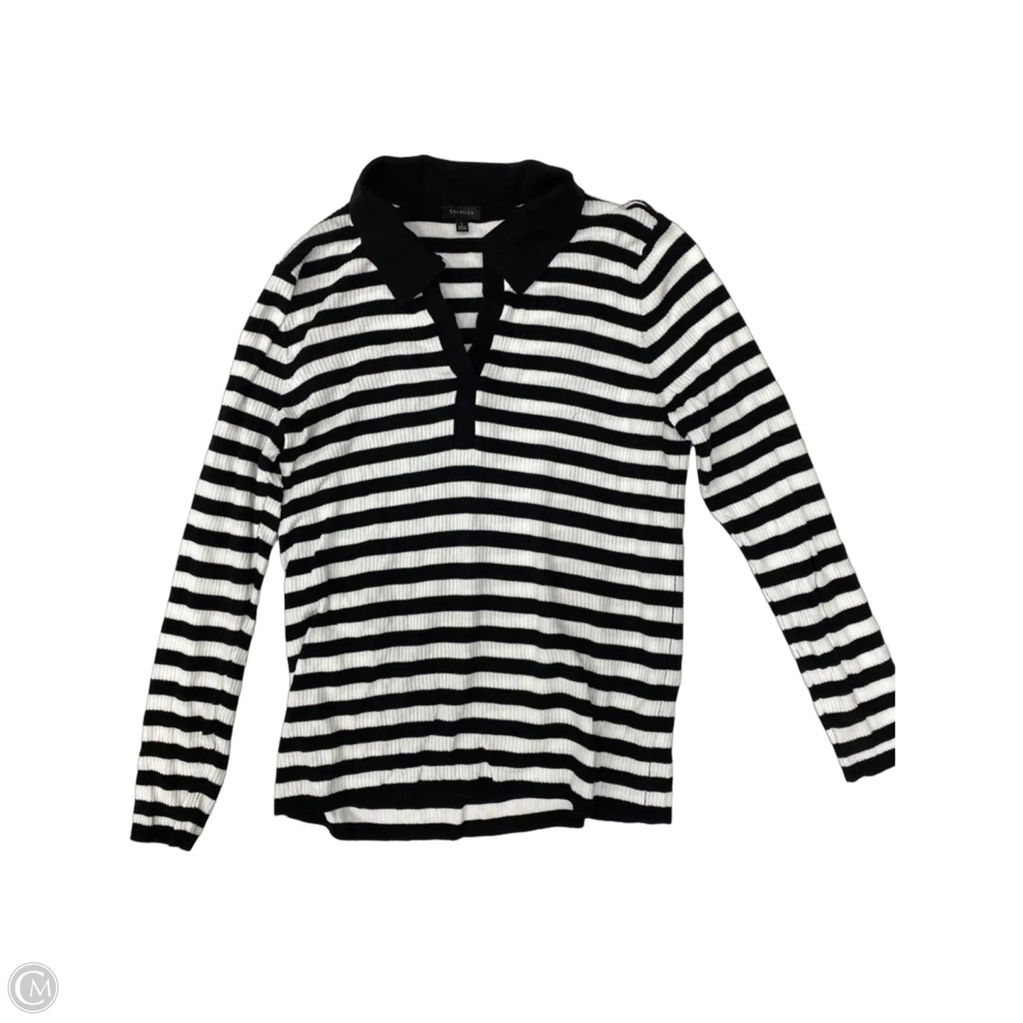Top Long Sleeve By Talbots In Black & White, Size: L