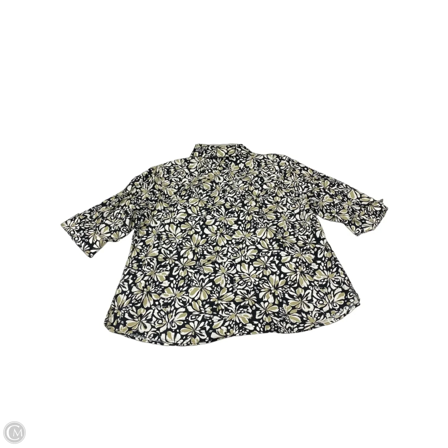 Top 3/4 Sleeve By Clothes Mentor In Black & Green, Size: 2x