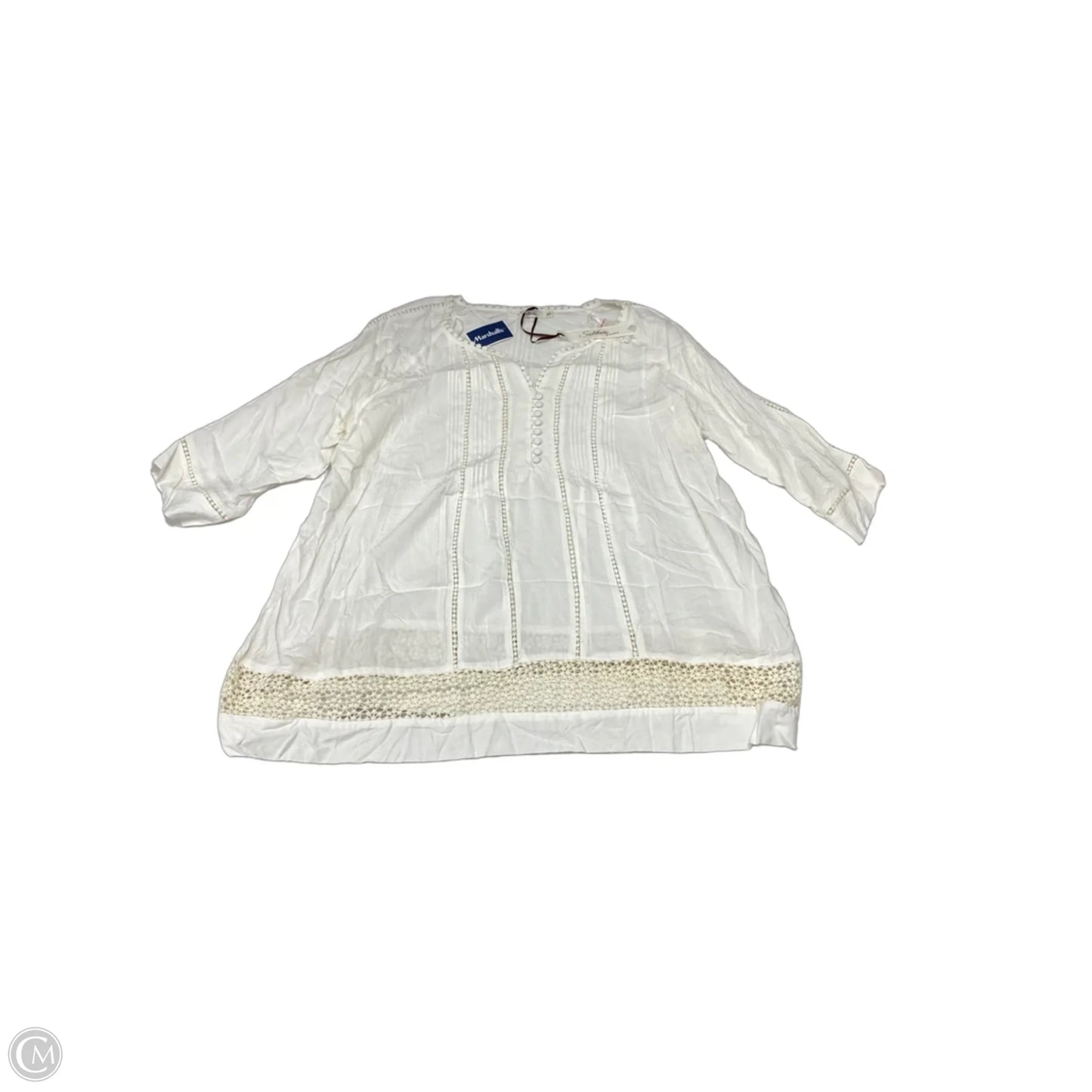 Top Long Sleeve By Solitaire In Cream, Size: 2x