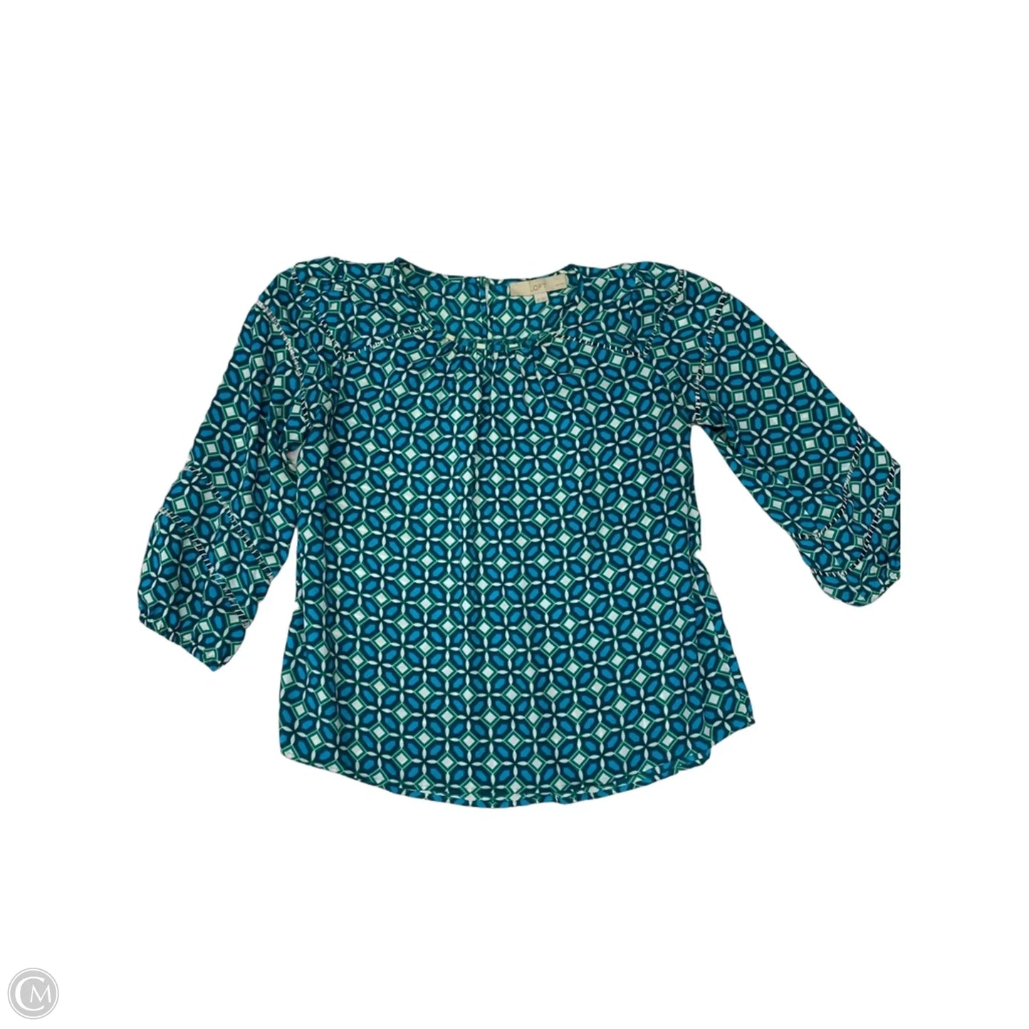Blouse Long Sleeve By Loft In Blue & Green, Size: Sp