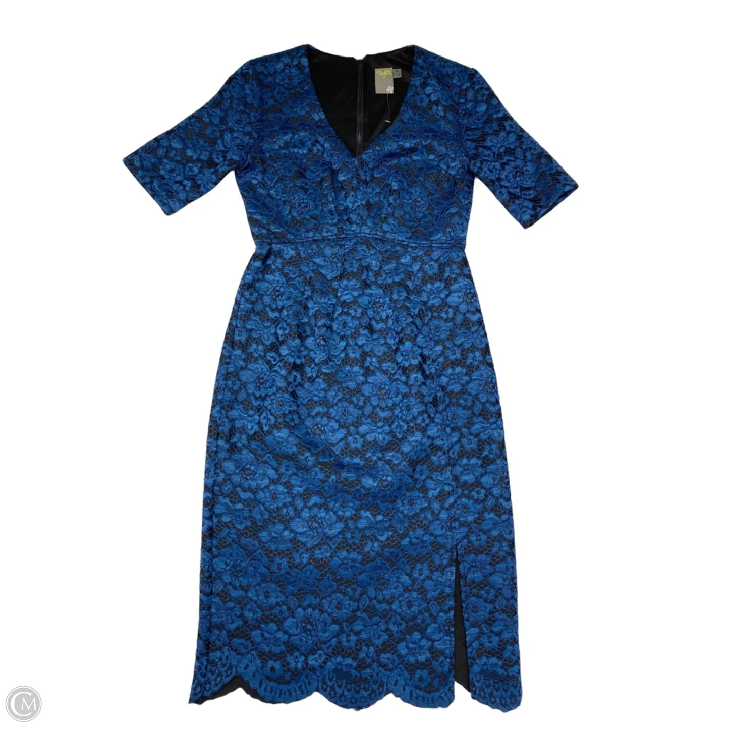 Dress Party Midi By Taylor In Black & Blue, Size: Xs