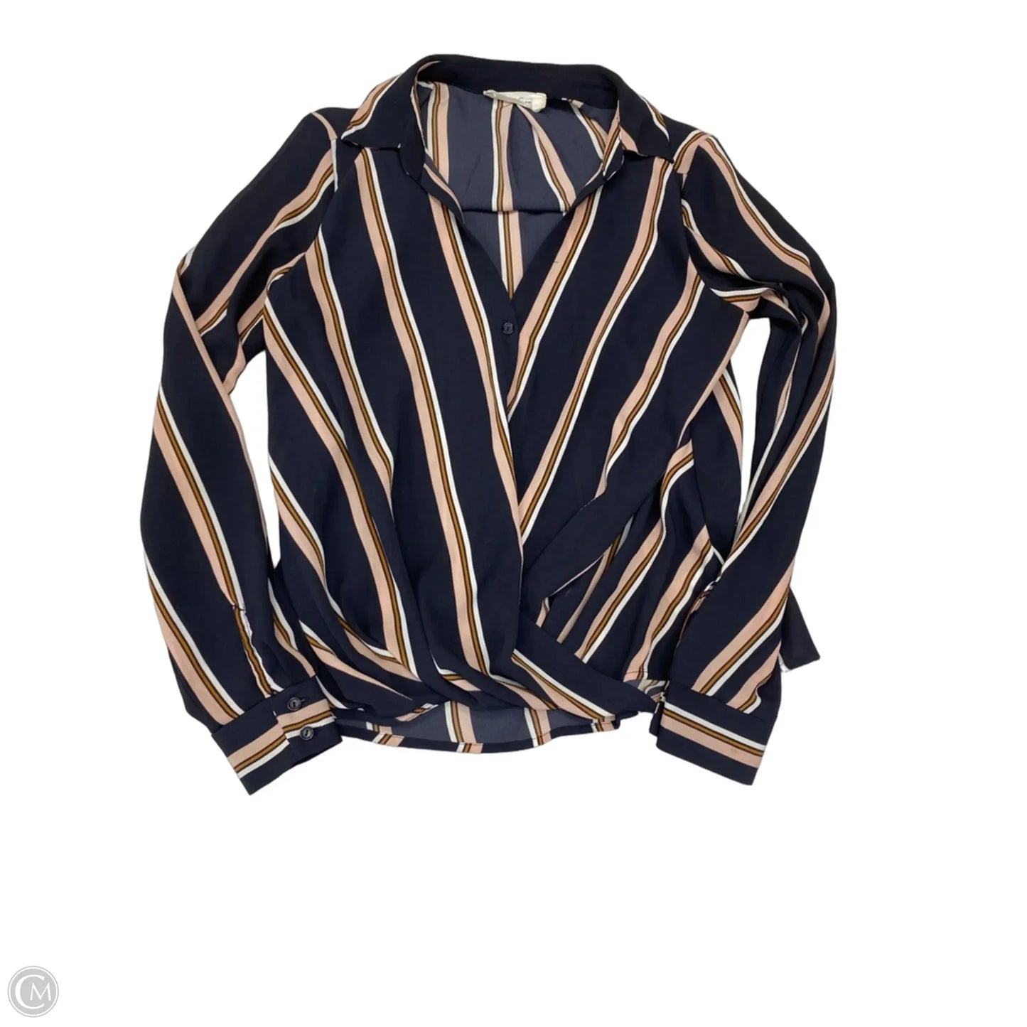 Blouse Long Sleeve By All In Favor In Striped Pattern, Size: Xs