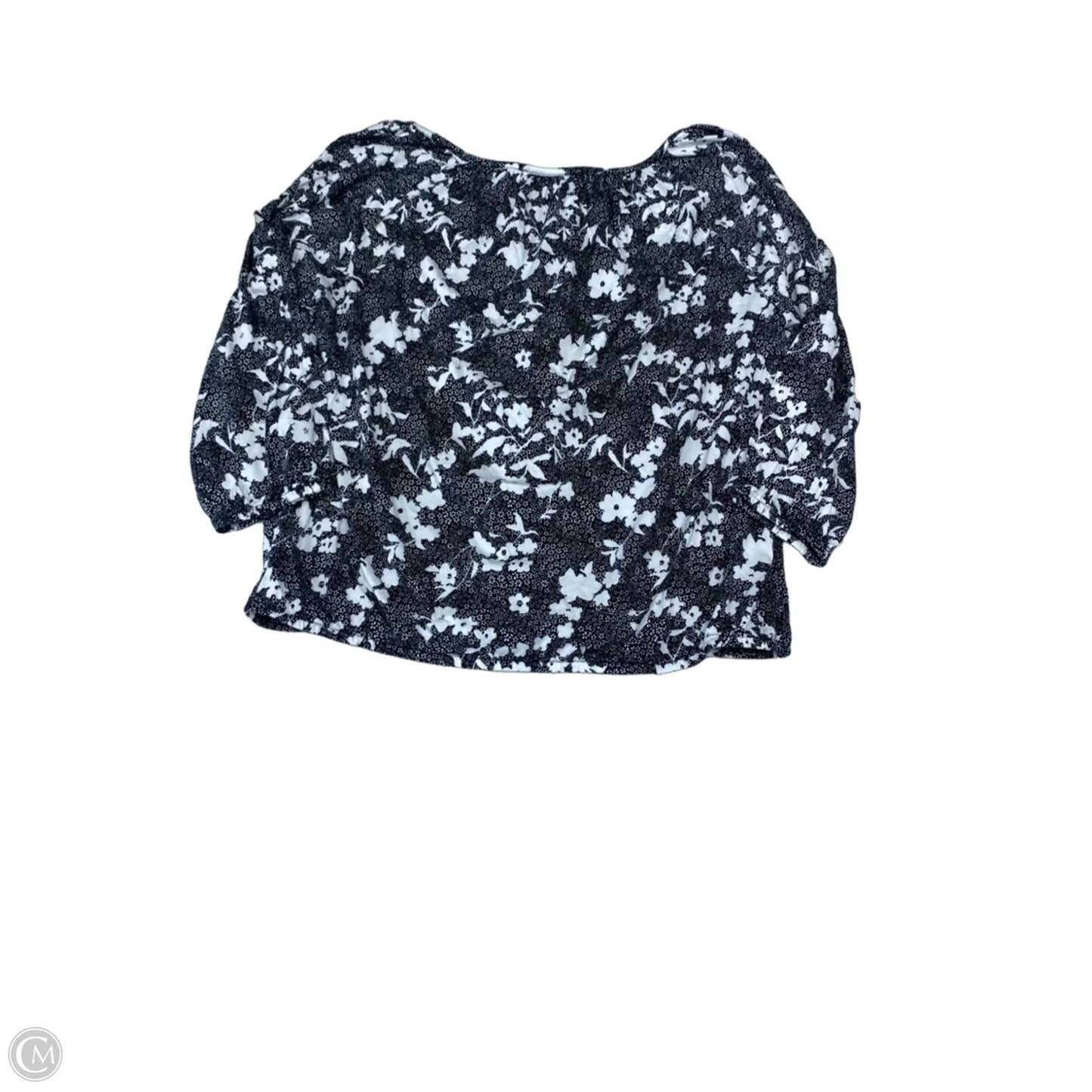 Top 3/4 Sleeve Designer By Michael Kors In Black & White, Size: L