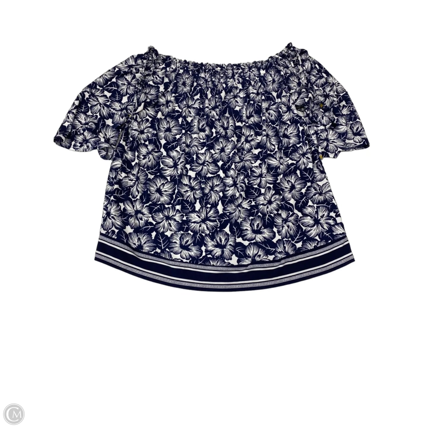 Blouse Designer By Michael By Michael Kors In Blue & White, Size: L