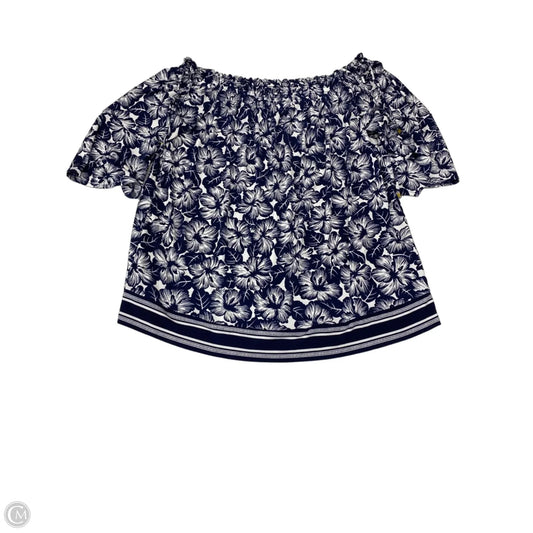 Blouse Designer By Michael By Michael Kors In Blue & White, Size: L