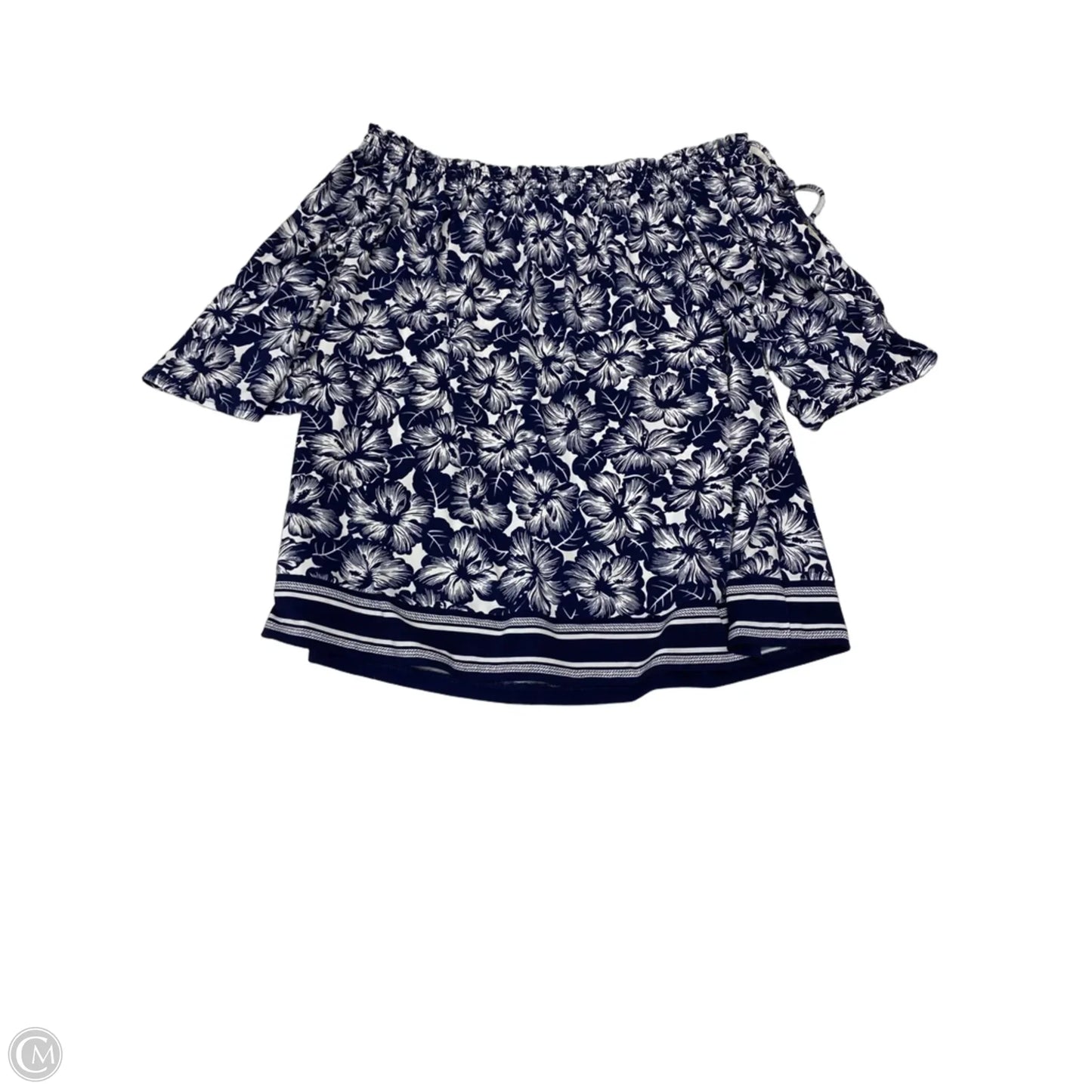 Blouse Designer By Michael By Michael Kors In Blue & White, Size: L