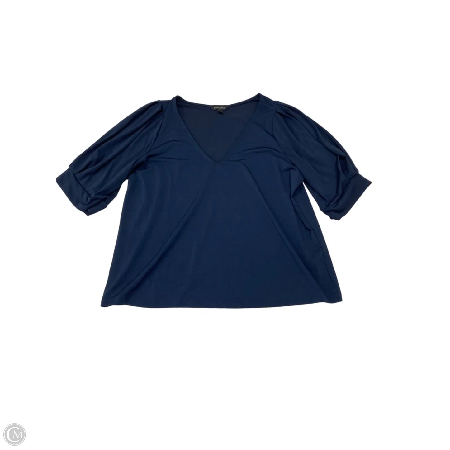 Blouse Short Sleeve By Banana Republic In Navy, Size: L