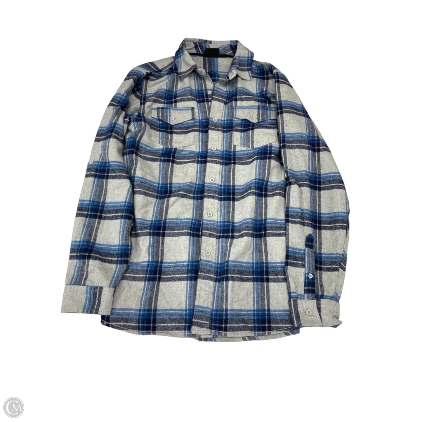 Top Long Sleeve Basic By Clothes Mentor In Plaid Pattern, Size: M