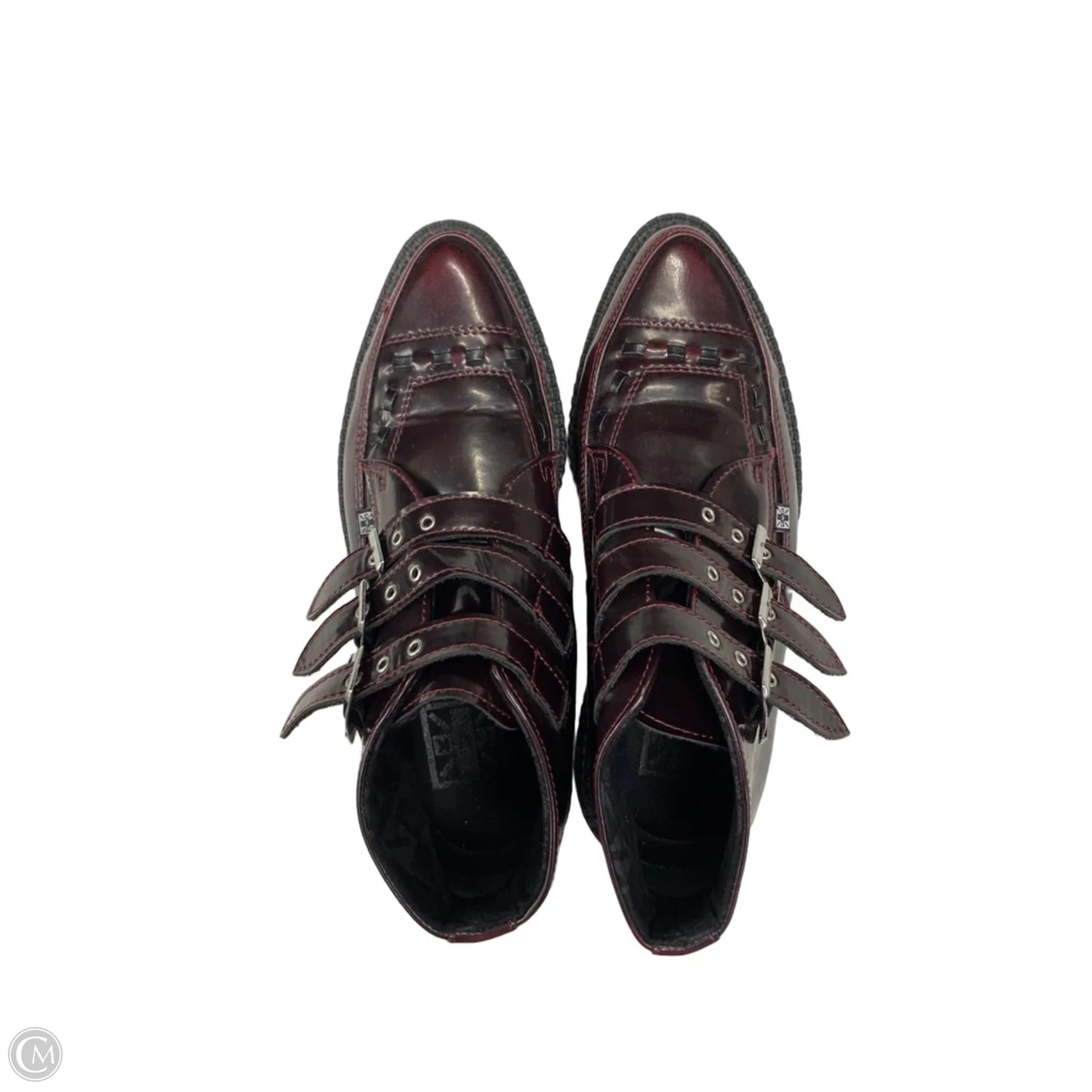 Boots Ankle Flats By Clothes Mentor In Maroon, Size: 8