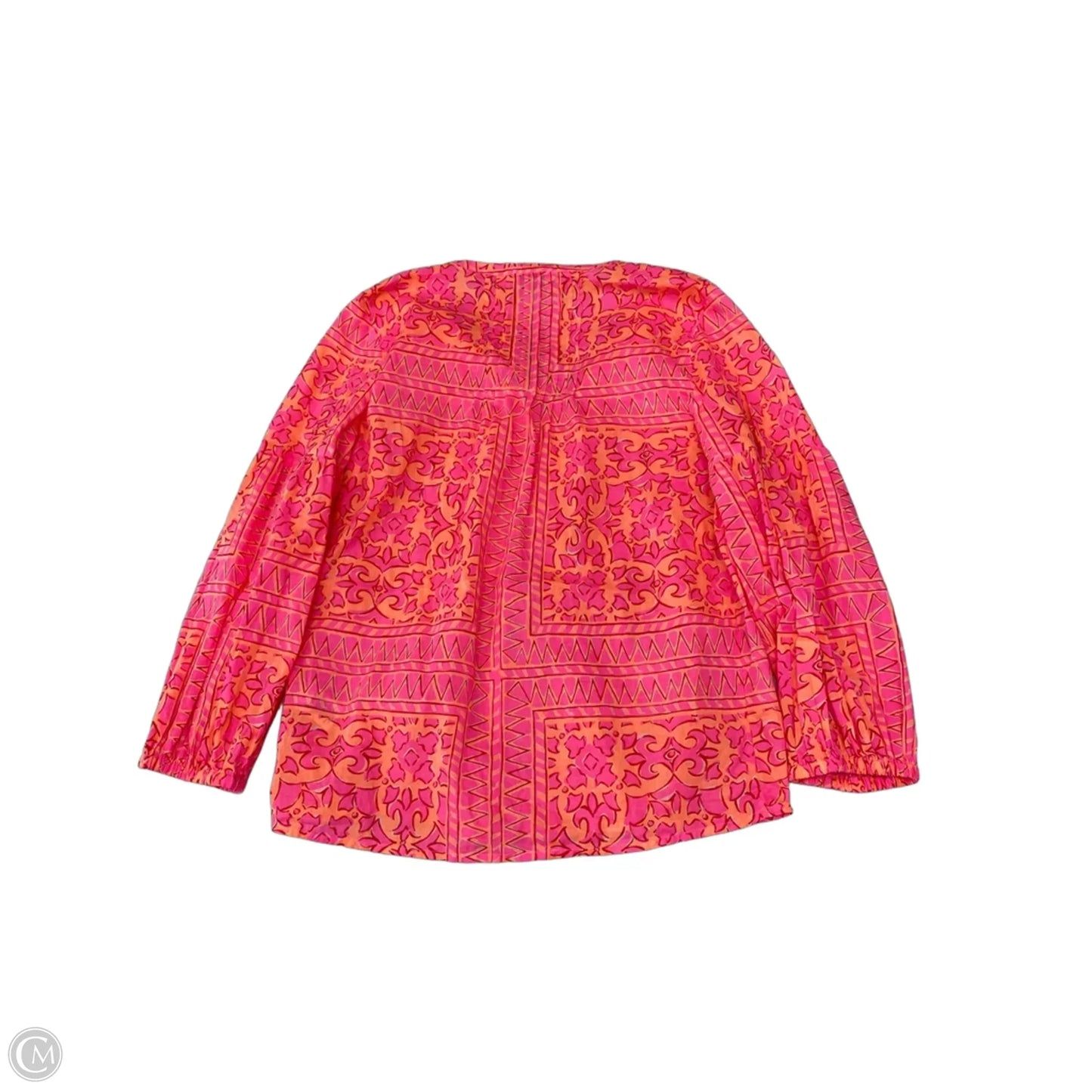 Top Long Sleeve By Vineyard Vines In Orange & Pink, Size: S