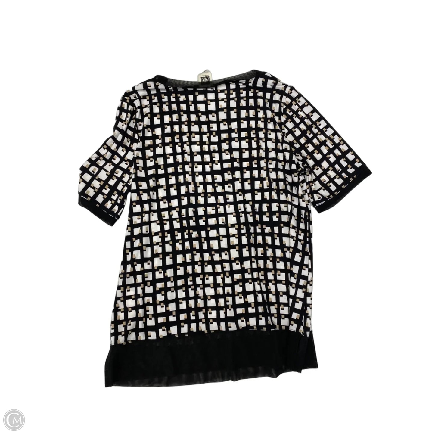 Blouse Short Sleeve By Anne Klein In Geometric Pattern, Size: M