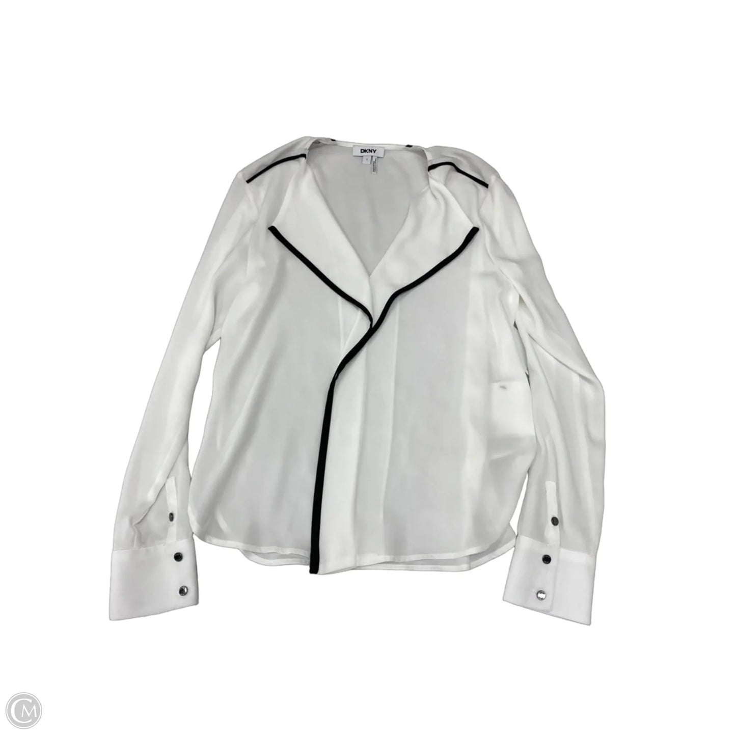 Blouse Long Sleeve By Dkny In White, Size: S