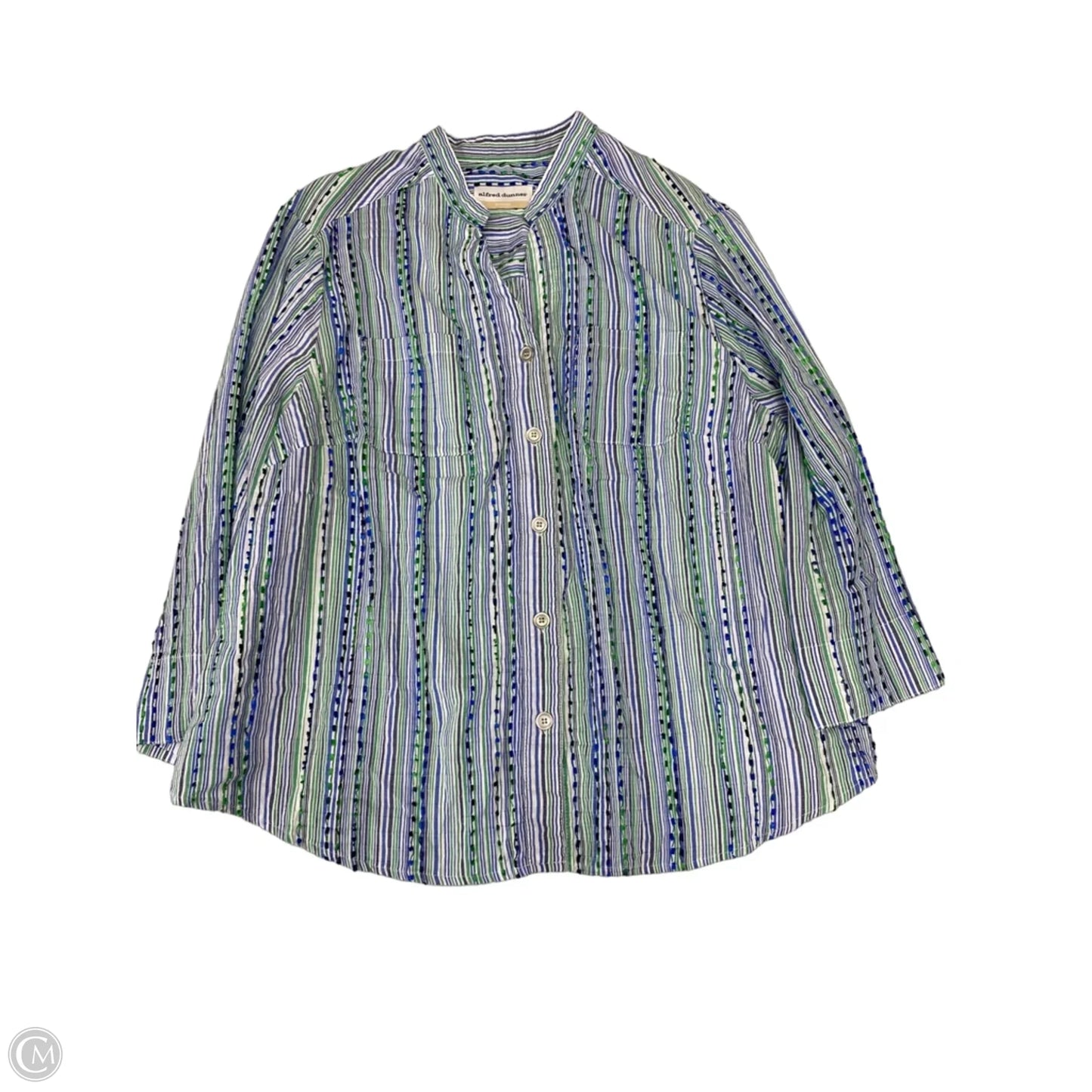 Top Long Sleeve Basic By Alfred Dunner In Striped Pattern, Size: 1x