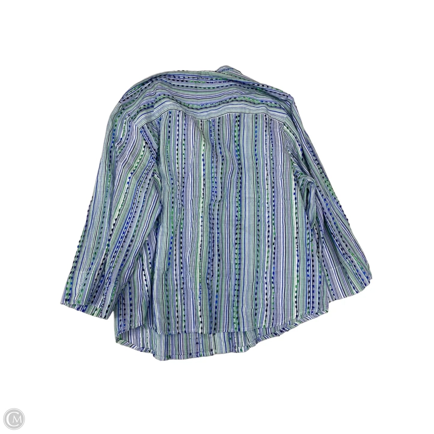 Top Long Sleeve Basic By Alfred Dunner In Striped Pattern, Size: 1x