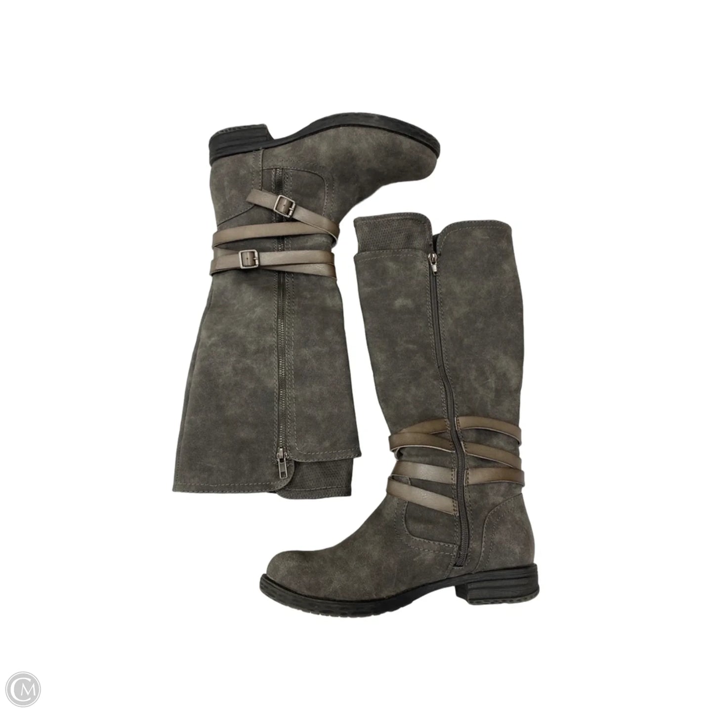 Boots Knee Heels By Jelly Pop In Grey, Size: 8