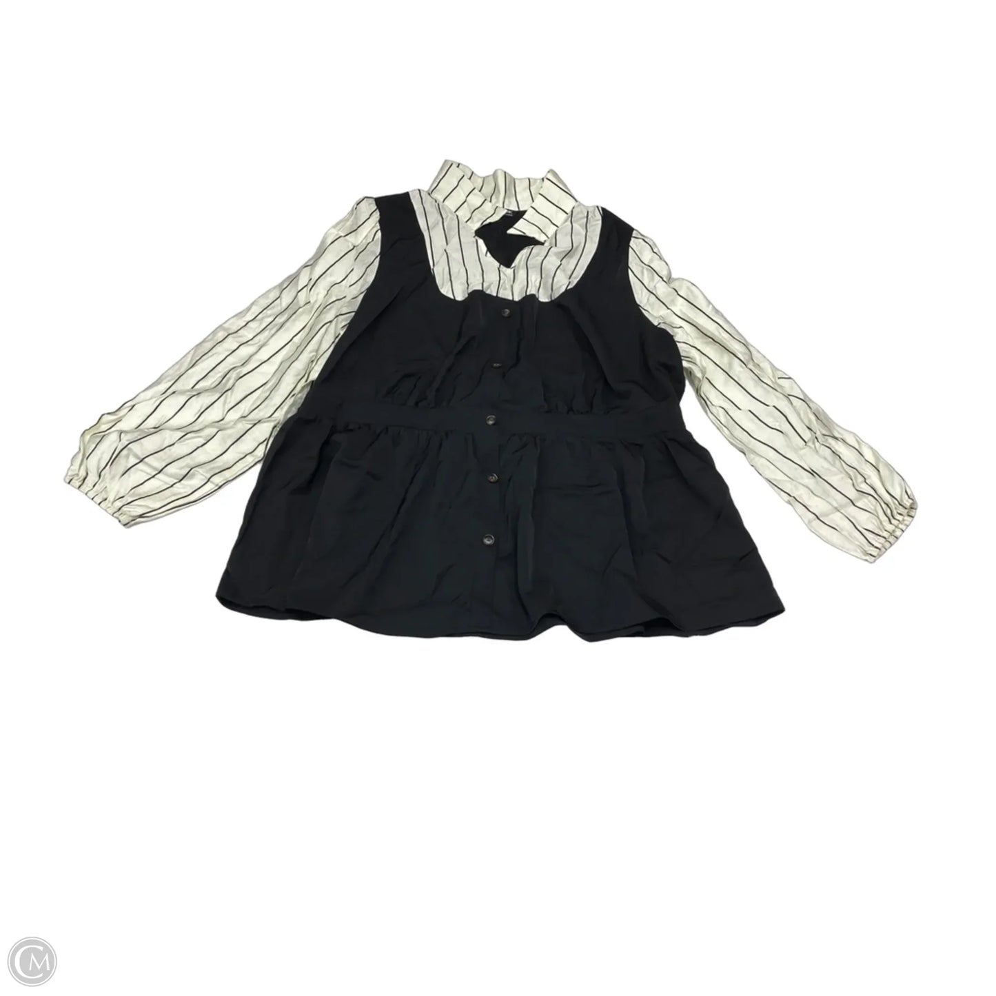 Blouse Long Sleeve By Bloomchic In Black & White, Size: 3x
