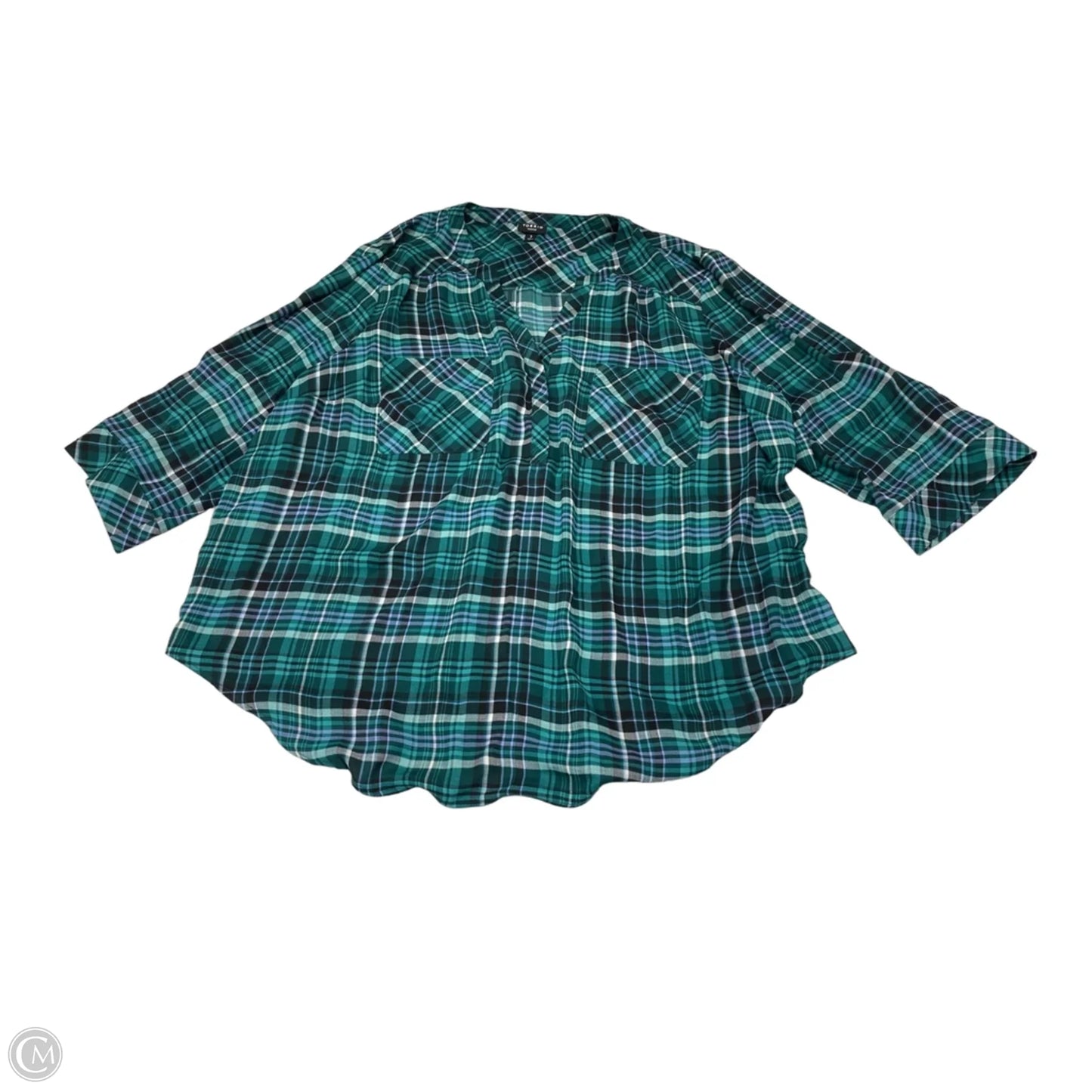 Blouse 3/4 Sleeve By Torrid In Plaid Pattern, Size: 3x