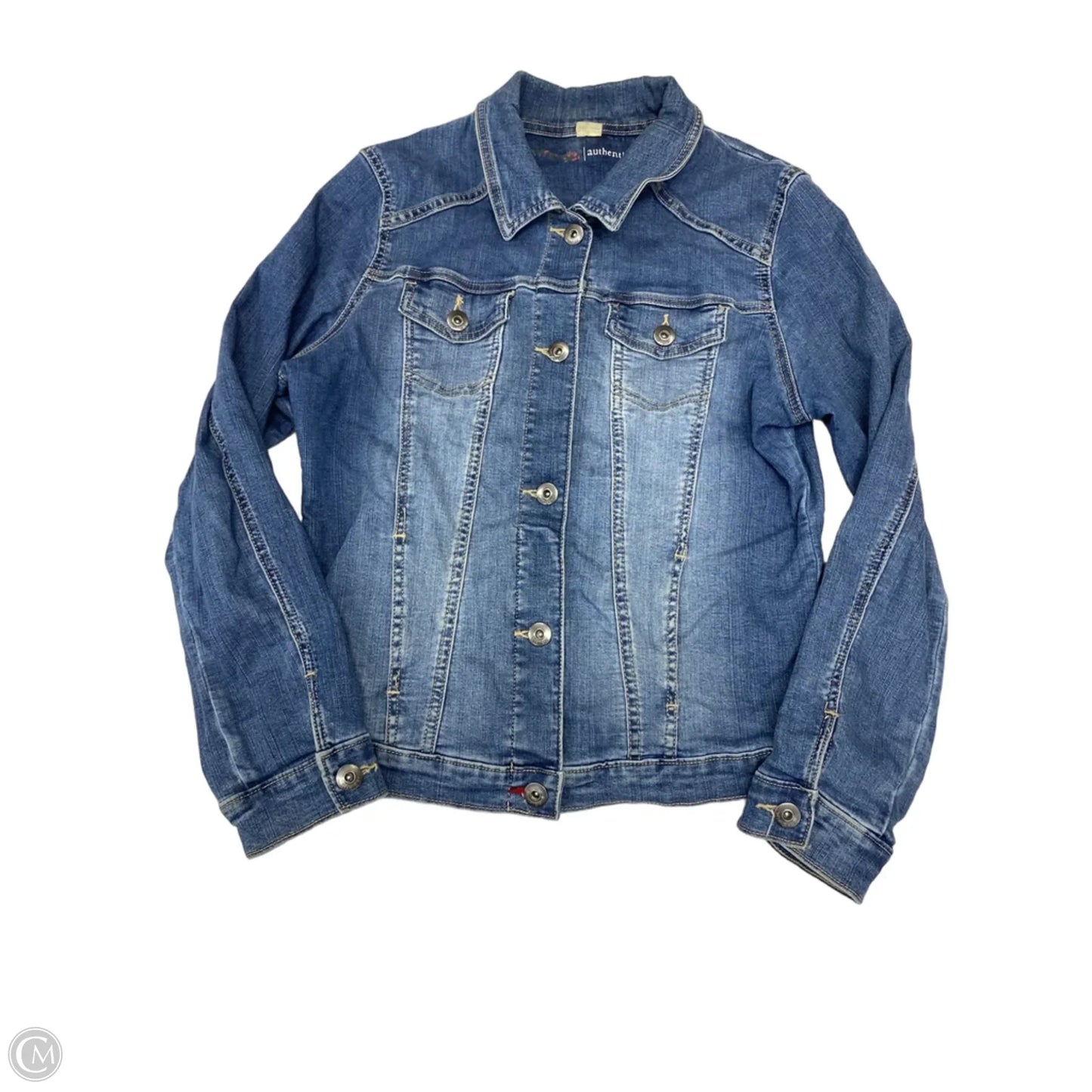 Jacket Denim By Wrangler In Blue Denim, Size: L