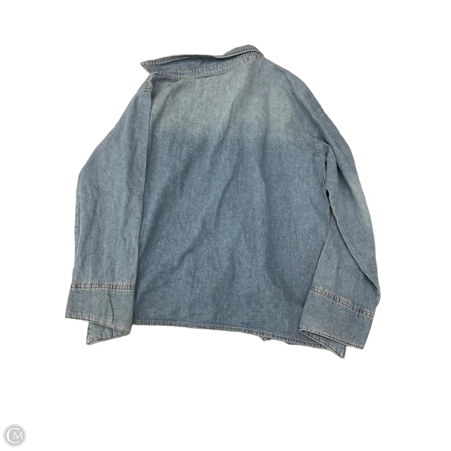 Top Long Sleeve By Zara In Blue Denim, Size: S