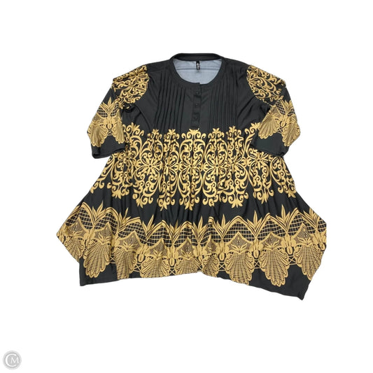 Tunic 3/4 Sleeve By White Mark In Black & Gold, Size: 3x