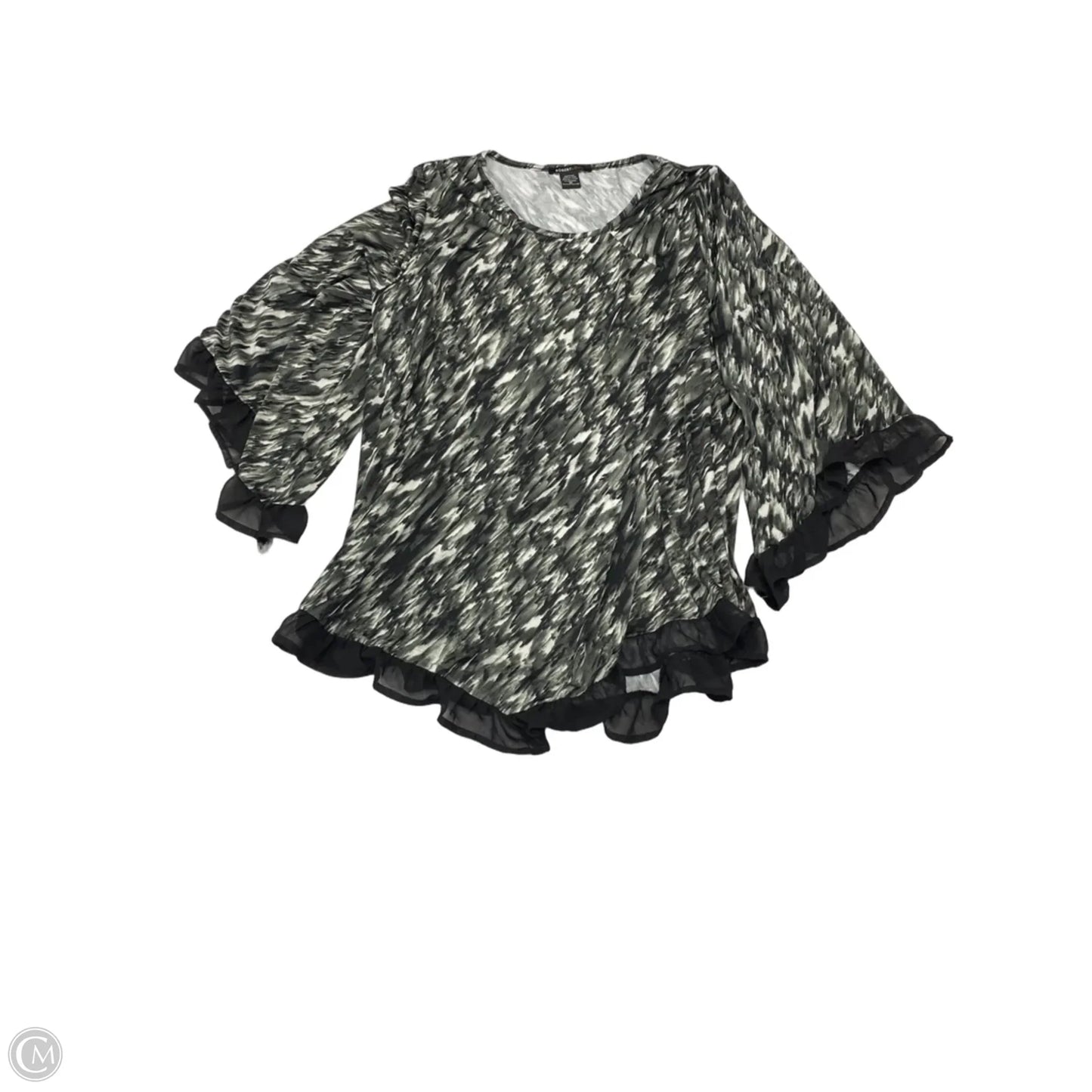 Blouse 3/4 Sleeve By Robert Louis In Black & Grey, Size: 3x