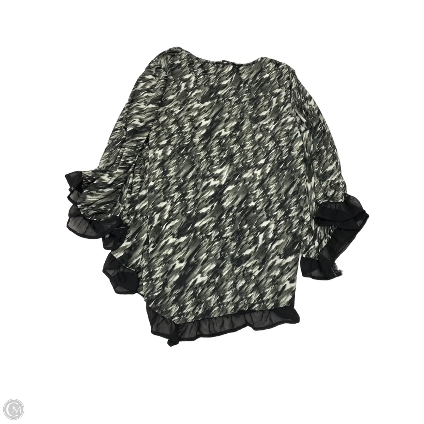 Blouse 3/4 Sleeve By Robert Louis In Black & Grey, Size: 3x