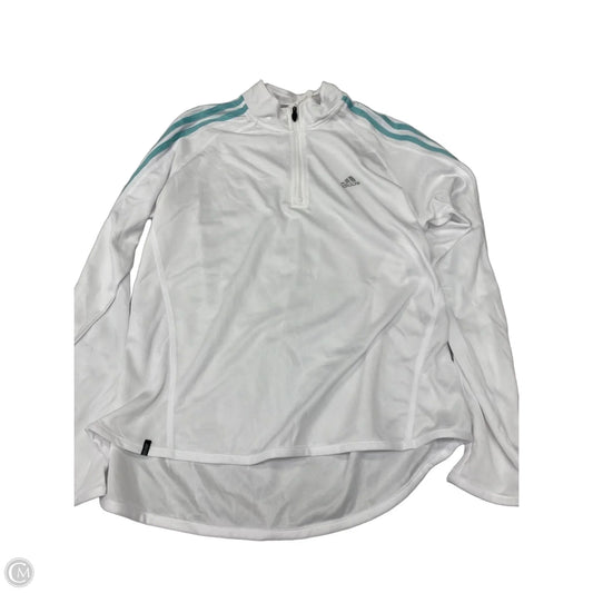 Athletic Top Long Sleeve Collar By Adidas In White, Size: L