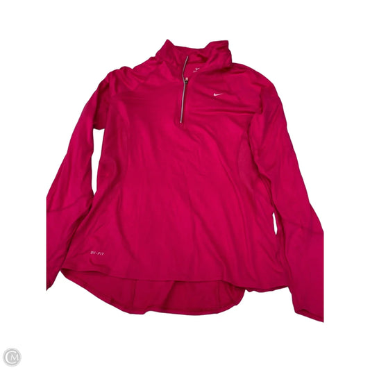 Athletic Top Long Sleeve Collar By Nike In Pink, Size: L