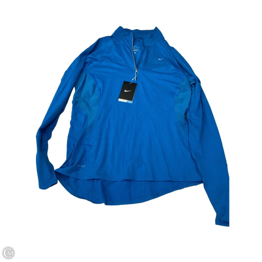 Athletic Top Long Sleeve Collar By Nike In Blue, Size: L