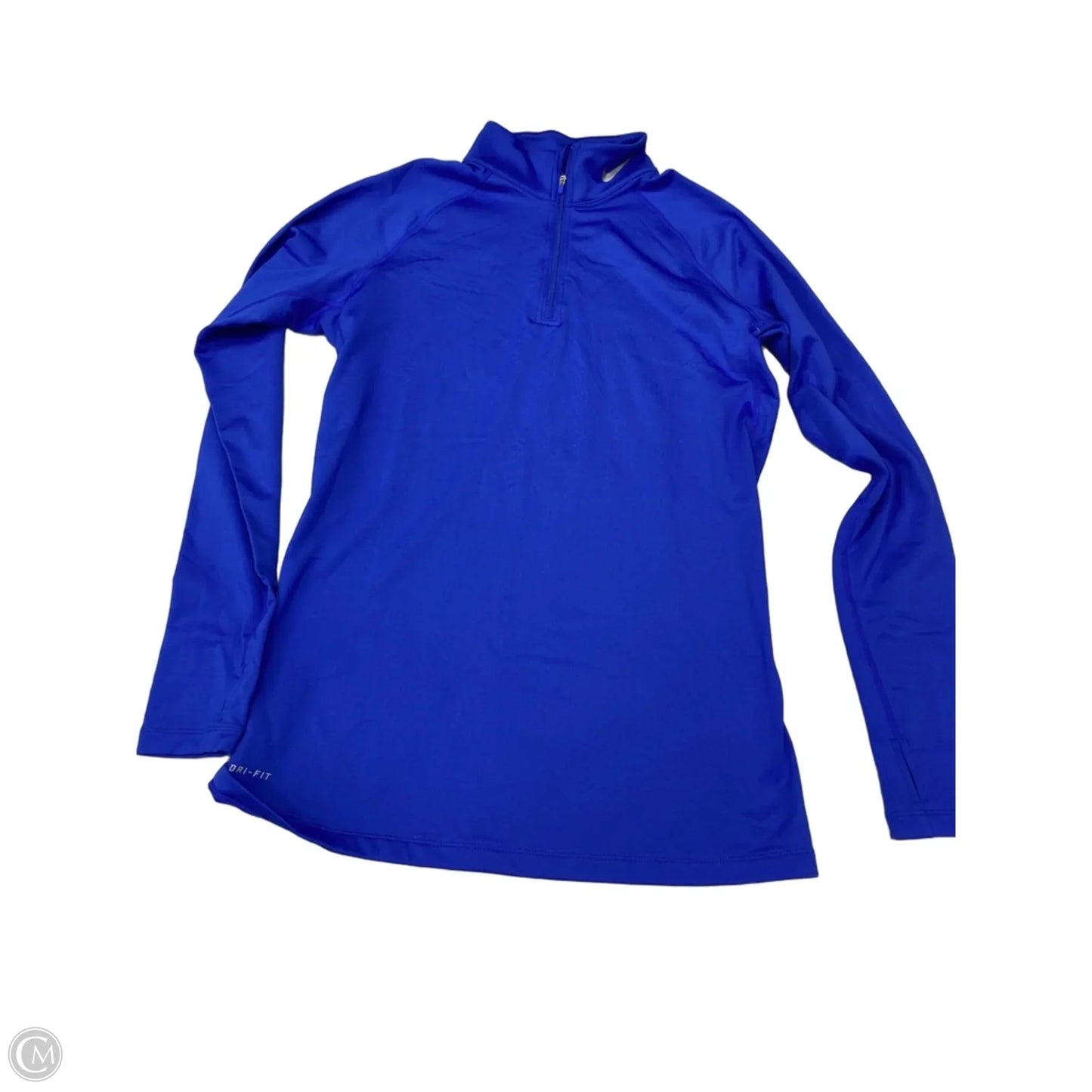 Athletic Top Long Sleeve Collar By Nike In Blue, Size: L