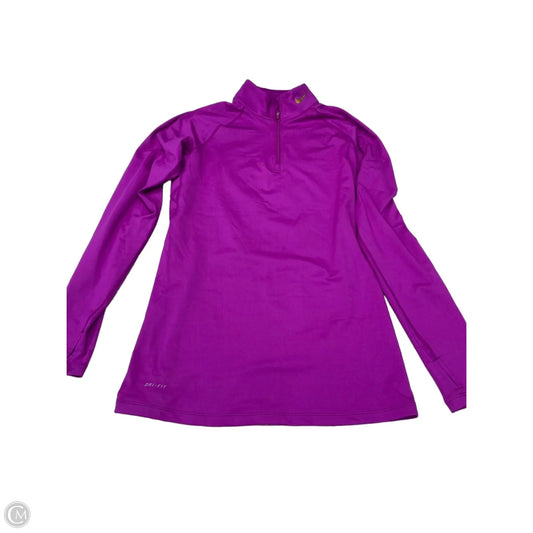 Athletic Top Long Sleeve Collar By Nike In Purple, Size: L