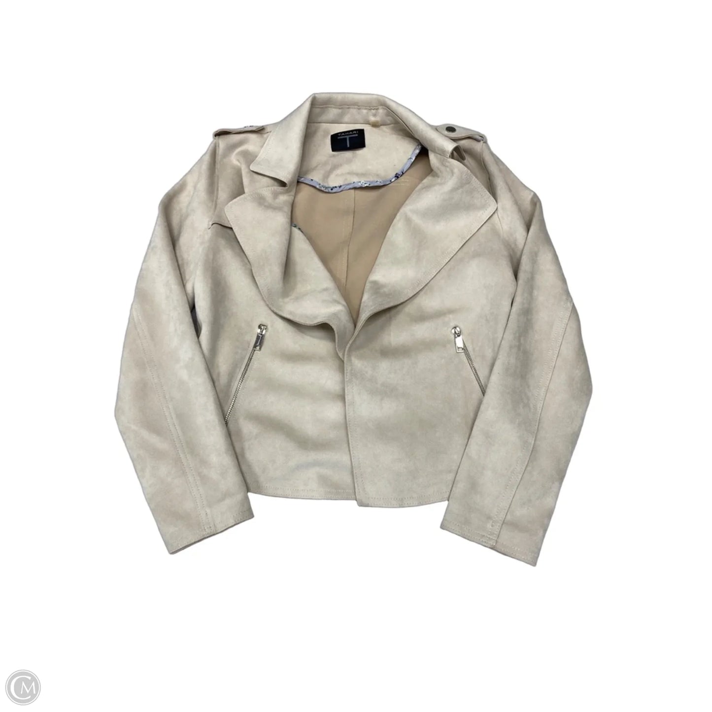 Jacket Leather By Tahari In Cream, Size: S