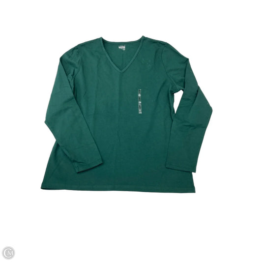 Top Long Sleeve By Basic Editions In Green, Size: Xl