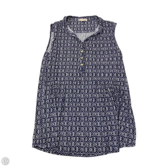 Blouse Sleeveless By Cb Studio In Blue & White, Size: 1x