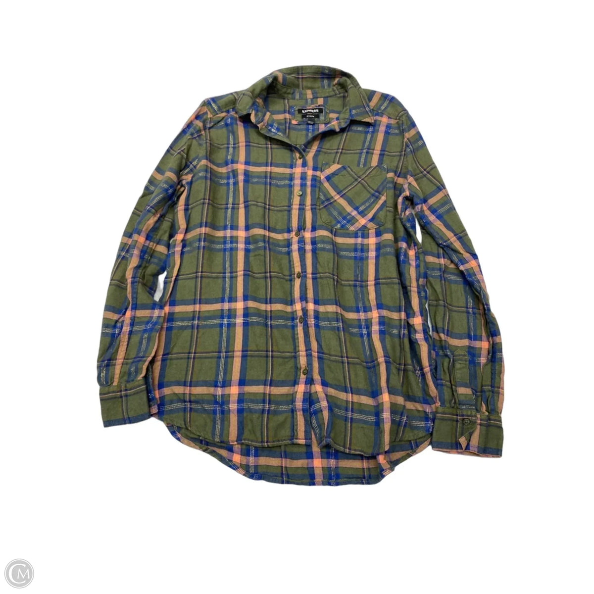 Top Long Sleeve Basic By Express In Plaid Pattern, Size: S