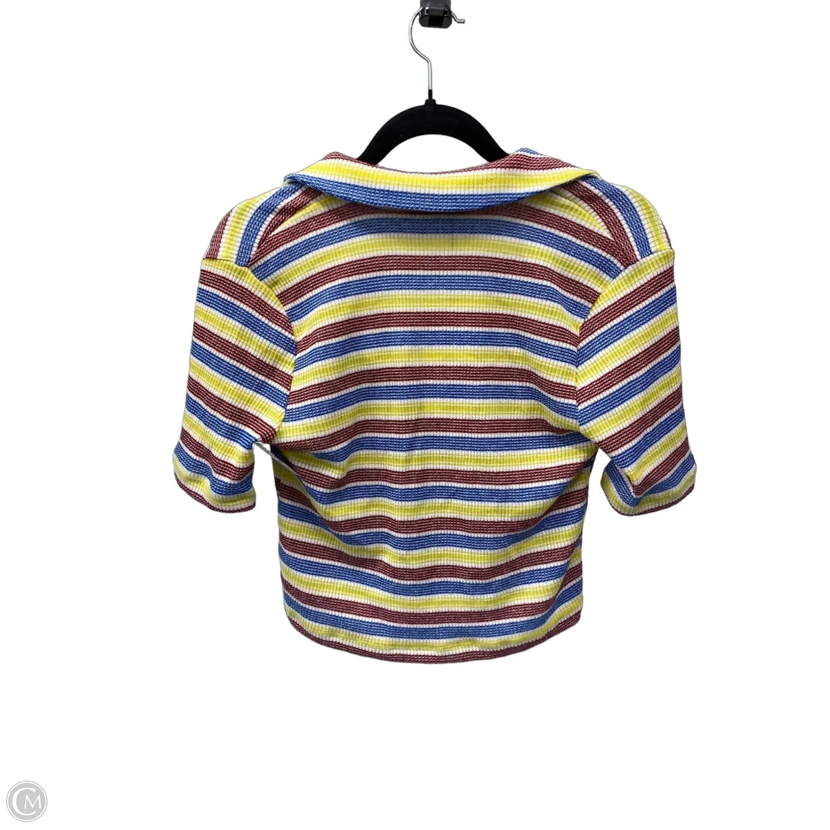 Top Short Sleeve By Zara In Striped Pattern, Size: M