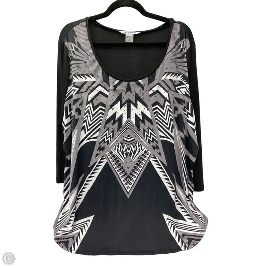 Blouse 3/4 Sleeve By Nygard Peter In Black & White, Size: 2x