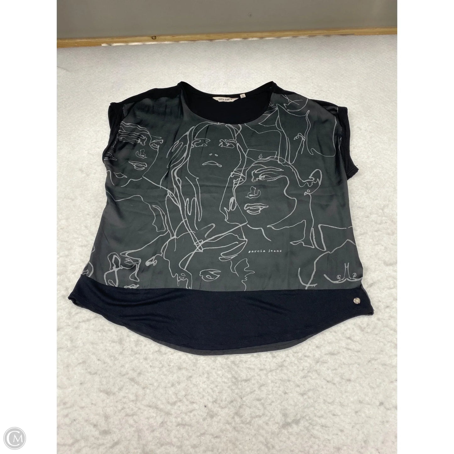 Top Short Sleeve By Cmc In Black & Grey, Size: Xl
