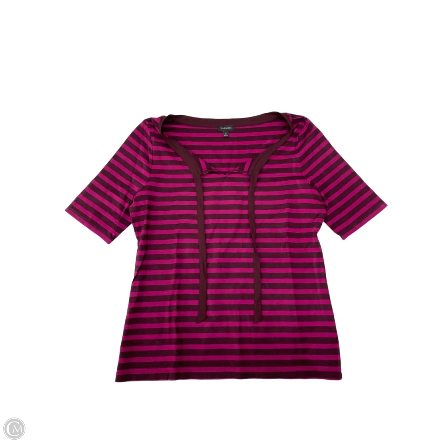Top Short Sleeve By Talbots In Striped Pattern, Size: M