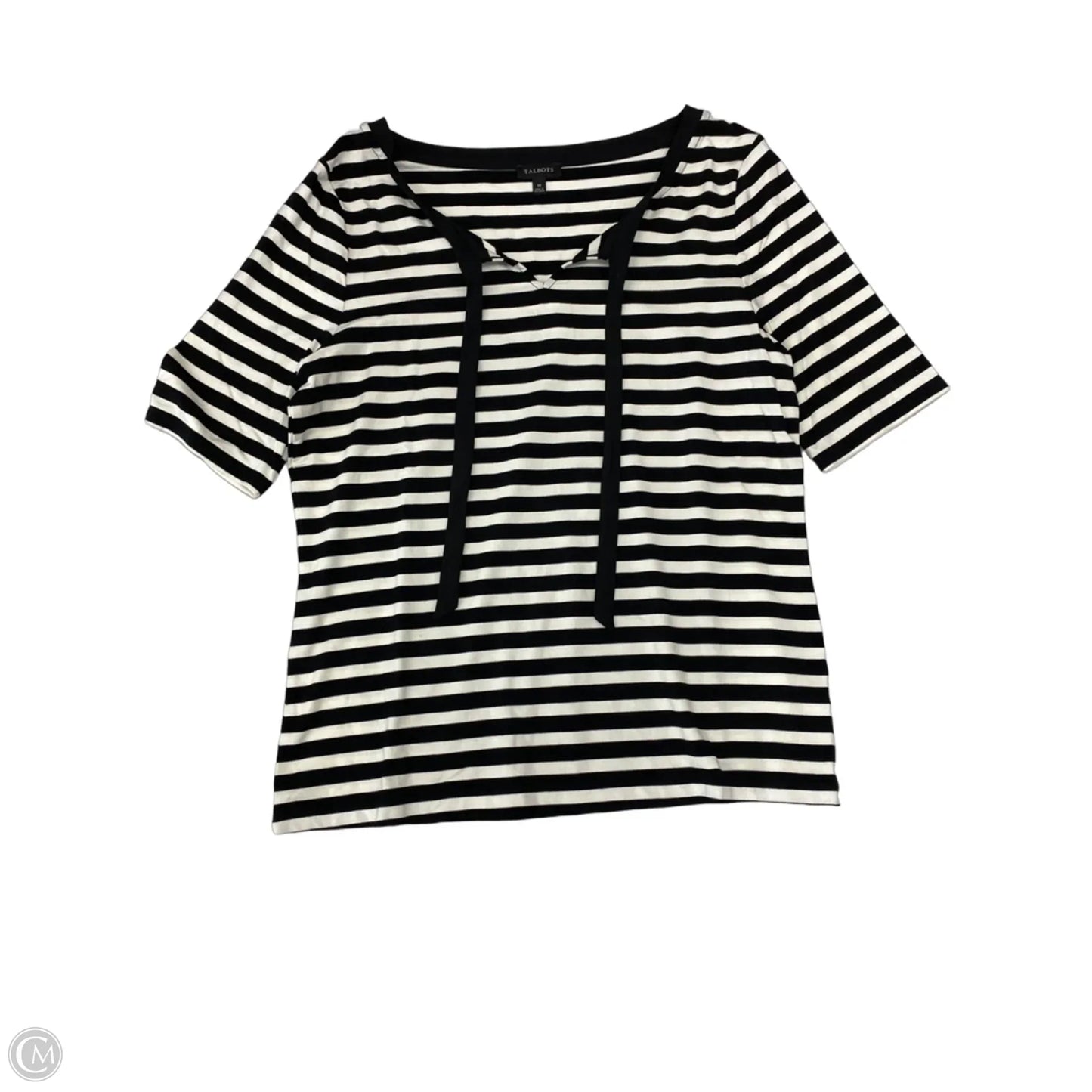 Top Short Sleeve By Talbots In Striped Pattern, Size: M