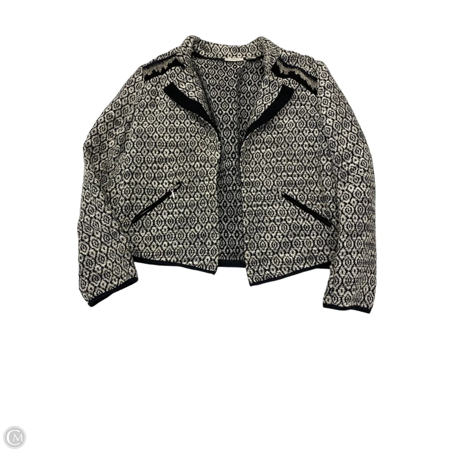Blazer By Chicos In Black & Cream, Size: M