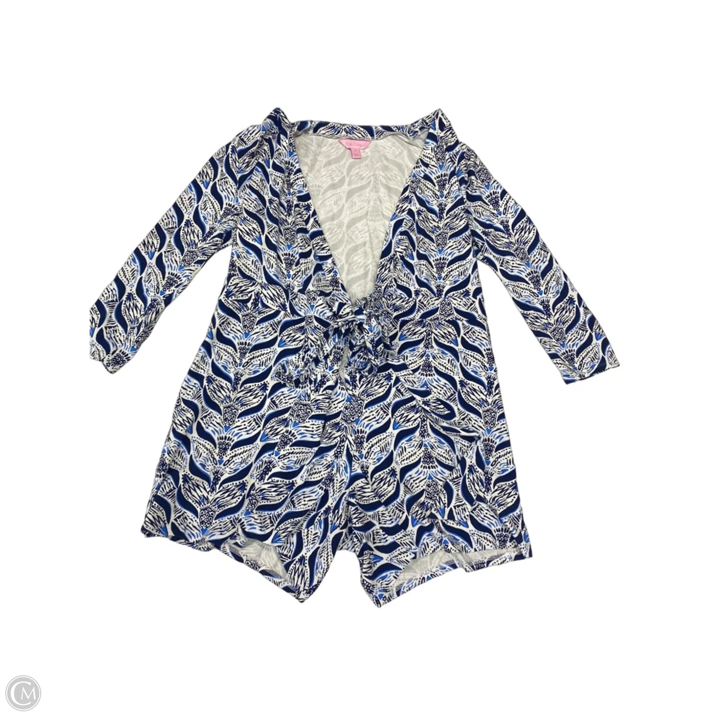 Romper Designer By Lilly Pulitzer In Blue & White, Size: M