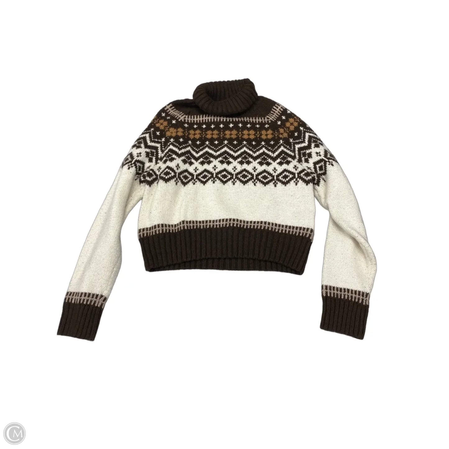 Sweater By American Eagle In Brown & Cream, Size: L